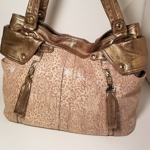 B Makowsky Snake Embossed Lthr Bag - Picture 1 of 8